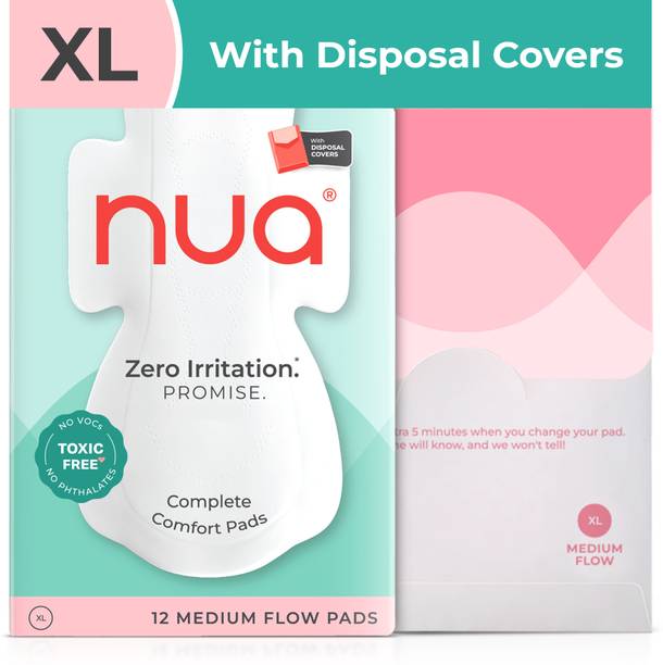 Nua Complete Comfort 12 XL With Disposal Covers| Zero Irritation Promise Sanitary Pad