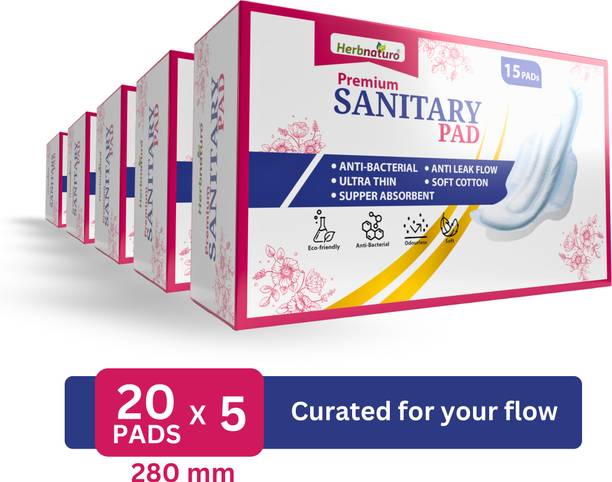 HERBNATURO Organic Cotton Sanitary Pads 280MM Regular for Women Sanitary Pad