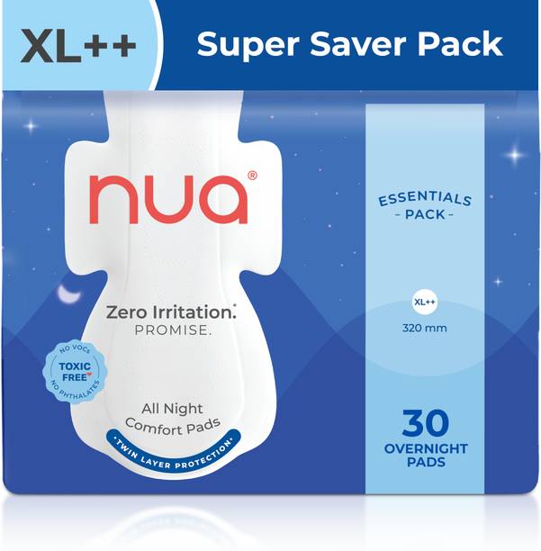 Nua All Night Comfort 320mm XL++ | Twin Layer Protection Sanitary Pad