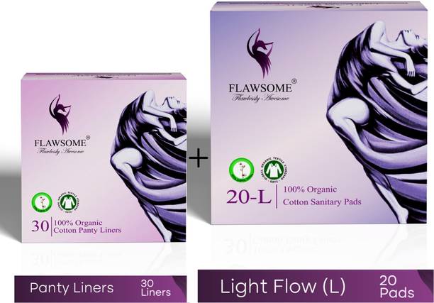 FLAWSOME Sanitary Pads L-20 & Panty Liner 30 | Leak-Proof, Rash-Free, All-Day Comfort! Sanitary Pad