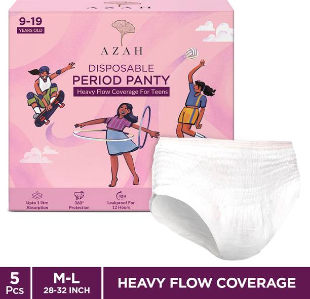 AZAH Teen Disposable Period Panty for Girls (S-M for 12–14 Years Old ) | Heavy Flow Sanitary Pad