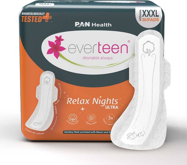 everteen XXXL Relax Nights For Overnight Heavy Flow |410mm| with Neem & Safflower Sanitary Pad