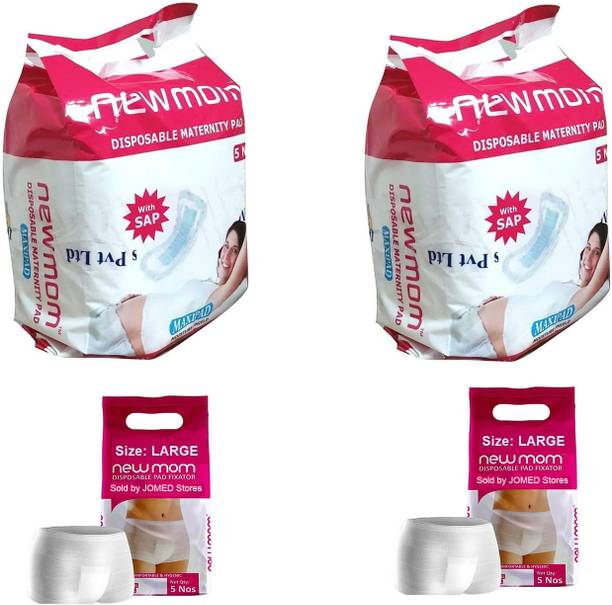 Newmom Essential Pregnancy Kit Combo Pack { 10 xl pad fixator , 10 maxi maternity pad } Sanitary Pad