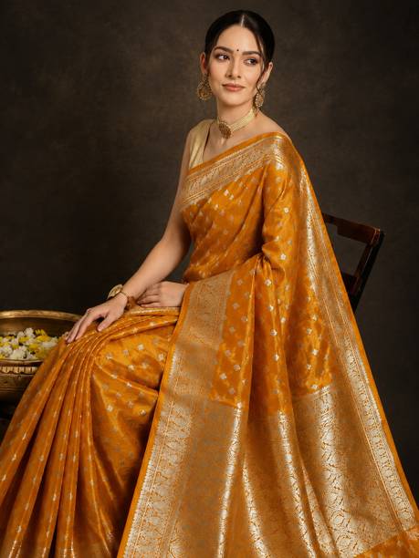 Embroidered, Embellished, Color Block, Ombre Banarasi Satin Saree