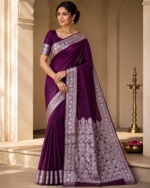 Ready to Wear Self Design Saree with Attached Blouse Satin Saree