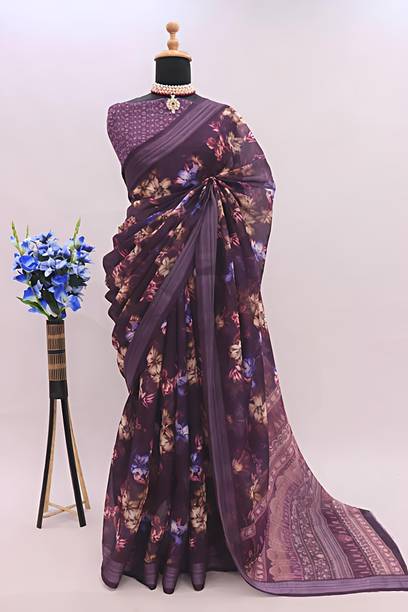 Striped Bollywood Cotton Linen Saree