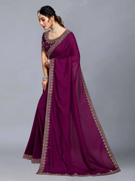 Vivan Fab Embroidered Banarasi Pure Silk, Art Silk Saree - Image 6