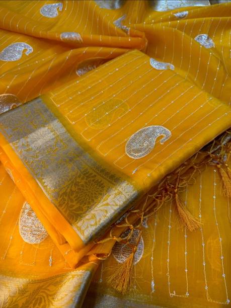 Banaras silk palace Embellished Banarasi Organza Saree