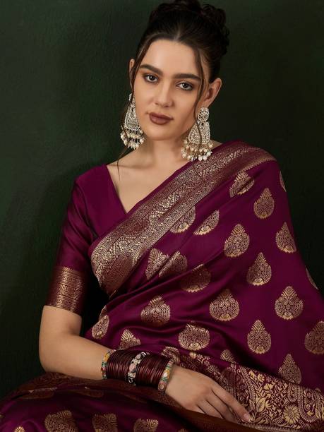 Dori Woven, Self Design Banarasi Silk Blend Saree - Image 2