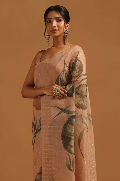 Printed Bollywood Linen Saree