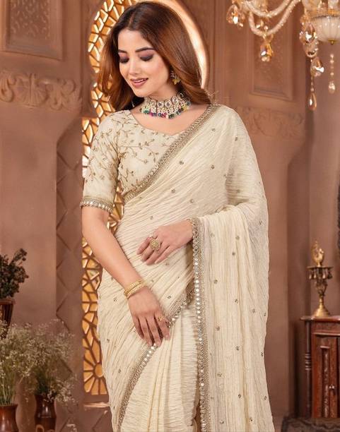 Embroidered Bollywood Tissue, Pure Silk Saree