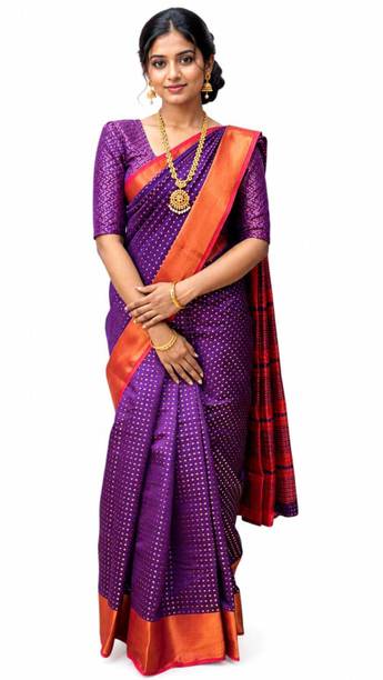 Polka Print Handloom Silk Blend Saree
