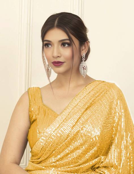 HouseOfCommon Embroidered, Embellished Bollywood Georgette Saree