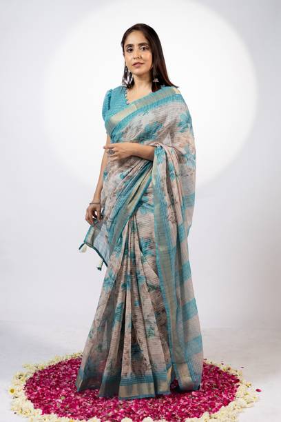 MIRCHI FASHION Printed, Floral Print Daily Wear Cotton Blend Saree