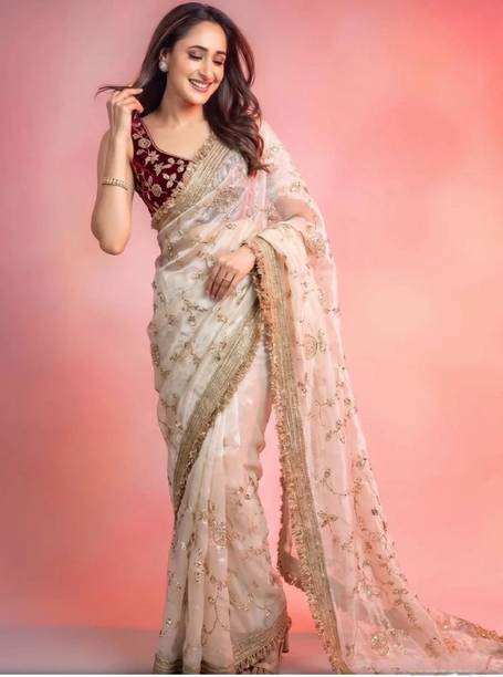 Embellished, Embroidered Bollywood Art Silk Saree