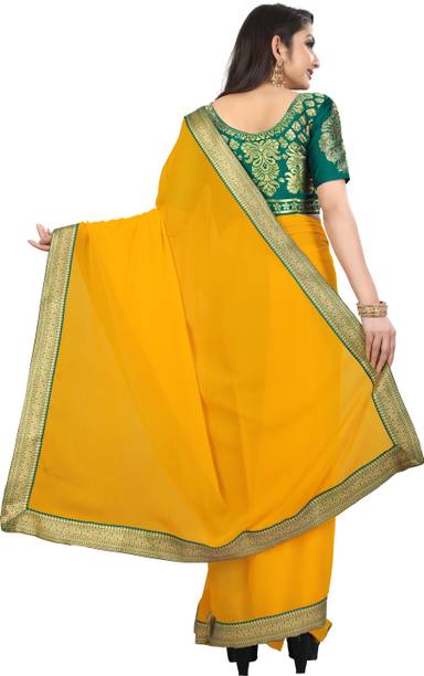 kashvi sarees Embellished, Woven, Solid/Plain Bollywood Chiffon Saree - Image 2