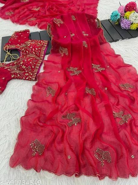 Embroidered Bollywood Chiffon Saree
