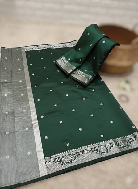 Sabyasachi Floral Print, Woven Banarasi Pure Silk Saree