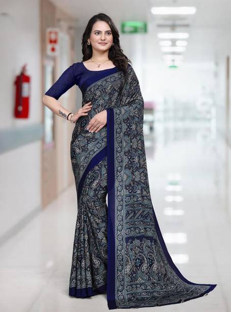 Printed Daily Wear Crepe Saree