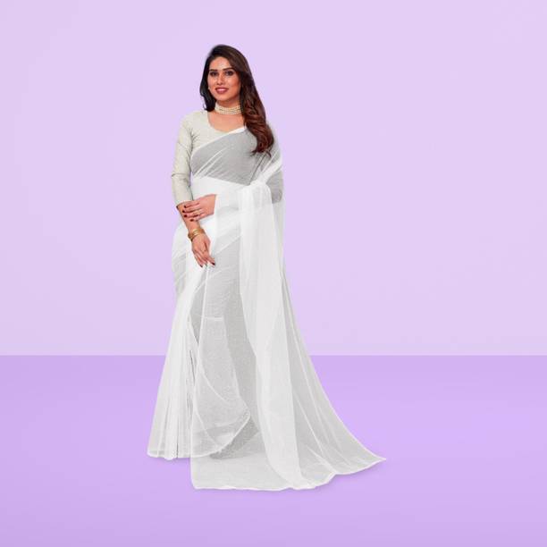BHAGWATI ART Dyed Bollywood Net Saree