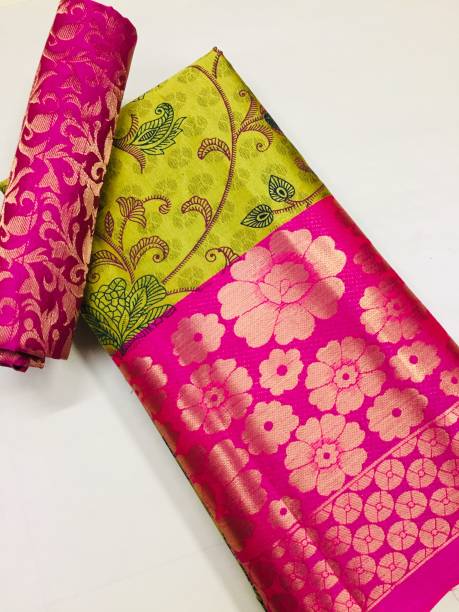 Self Design Kanjivaram Silk Blend Saree Price in India