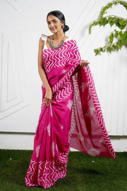 DASTKARPRINT Printed Daily Wear Pure Cotton Saree
