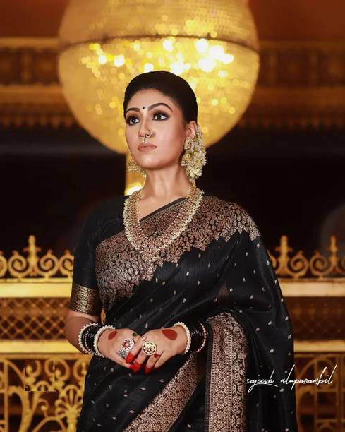 KanjiQueen Woven, Self Design Banarasi Silk Blend, Pure Silk Saree - Image 3