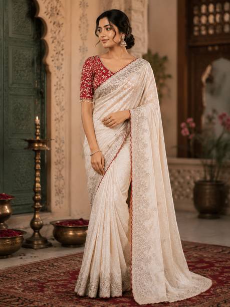 Embroidered Bollywood Pure Silk Saree