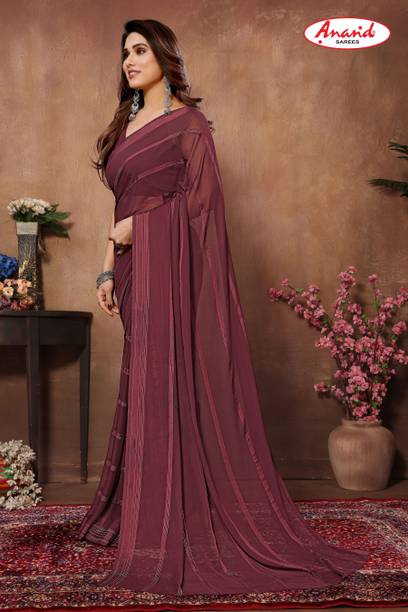 Anand Sarees Embellished, Striped, Self Design Bollywood Satin Saree - Image 2