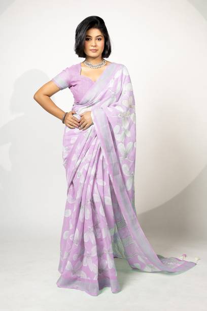 MIRCHI FASHION Printed, Floral Print Daily Wear Cotton Blend Saree