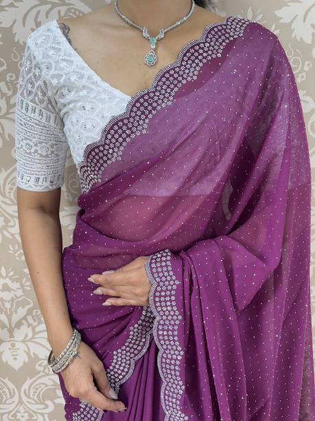 GEETABA FASHION Embroidered Bollywood Georgette Saree