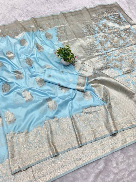 Woven, Self Design Banarasi Silk Blend, Art Silk Saree