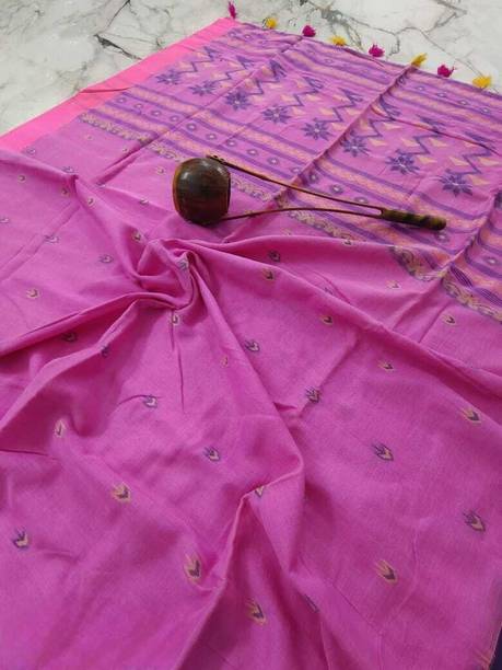 sahatextiledam Self Design Handloom Pure Cotton Saree