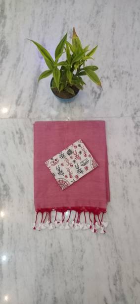 SMRITI BOUTIQUE Solid/Plain, Printed Kalamkari Handloom Pure Cotton Saree