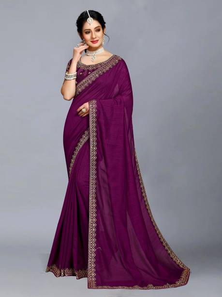 Vivan Fab Embroidered Banarasi Pure Silk, Art Silk Saree - Image 2