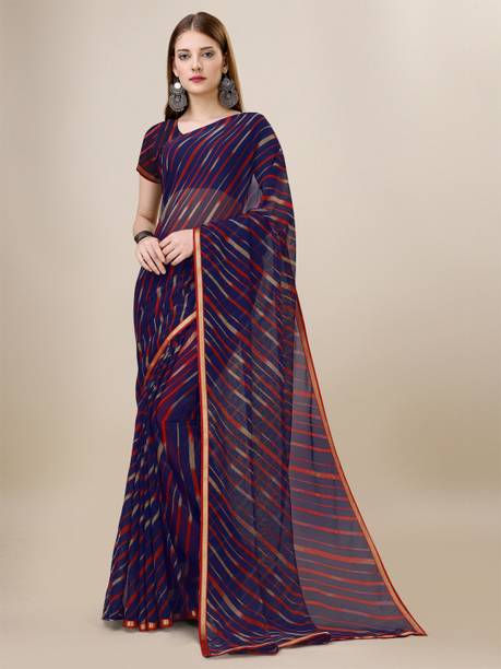 Striped Daily Wear Chiffon Saree