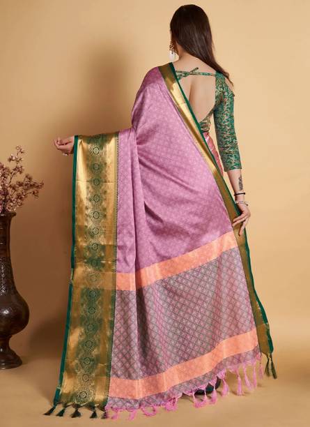 VILLAGIUS Woven Dharmavaram Jacquard Saree - Image 3
