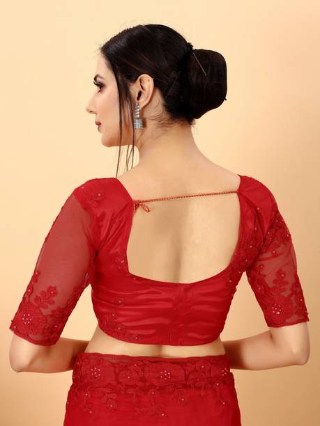 Noise Embroidered Bollywood Net Saree - Image 6