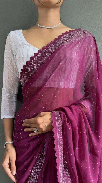 GEETABA FASHION Embroidered Bollywood Georgette Saree