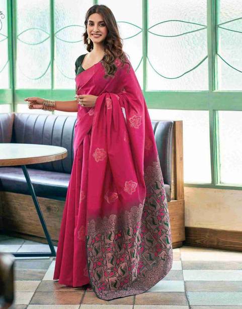 Printed Banarasi Silk Blend Saree