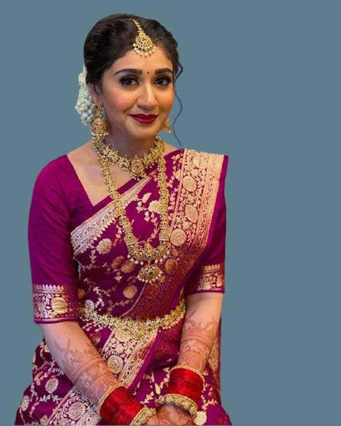 PRANJAL ART Printed Bollywood Jacquard, Art Silk Saree