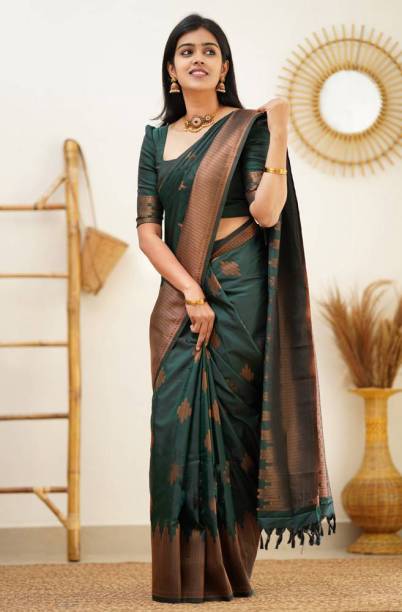 Woven Kanjivaram Cotton Silk, Art Silk Saree Price in India