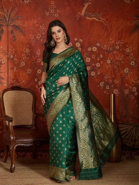 SURUKH Woven Banarasi Jacquard, Silk Blend Saree