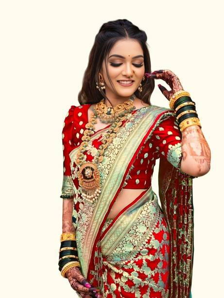 Solid/Plain, Printed Kanjivaram Art Silk, Jacquard Saree