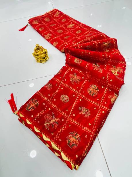 Self Design Leheria Georgette Saree