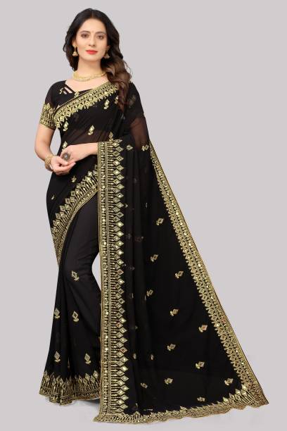 Self Design, Embroidered Bollywood Georgette Saree Price in India