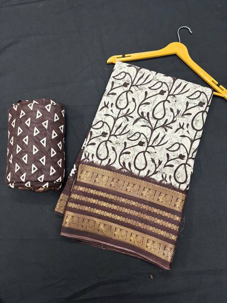 HouseOfCommon Printed Bollywood Art Silk, Silk Blend Saree