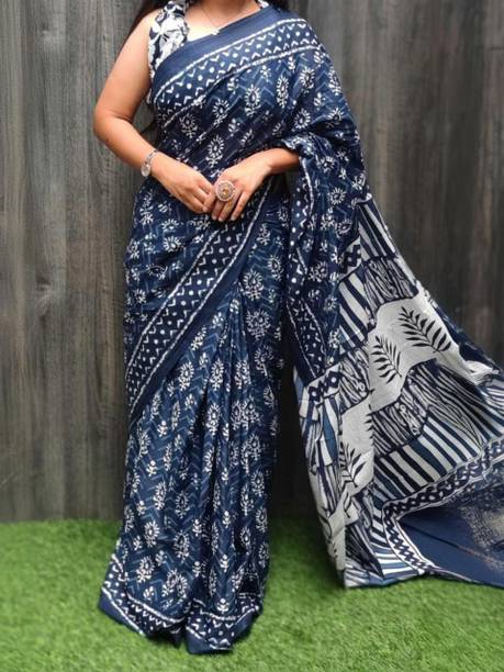 Blocked Printed Bollywood Pure Cotton Saree