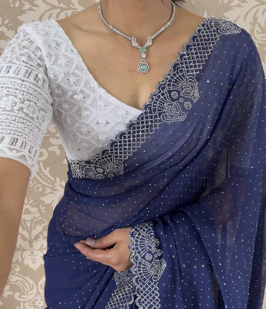 GEETABA FASHION Embroidered Bollywood Georgette Saree