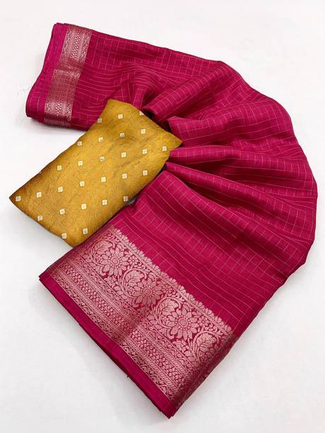 Woven, Printed Kanjivaram Cotton Blend Saree